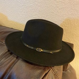Pengcheng Black Wool Felt Western Fedora Hat